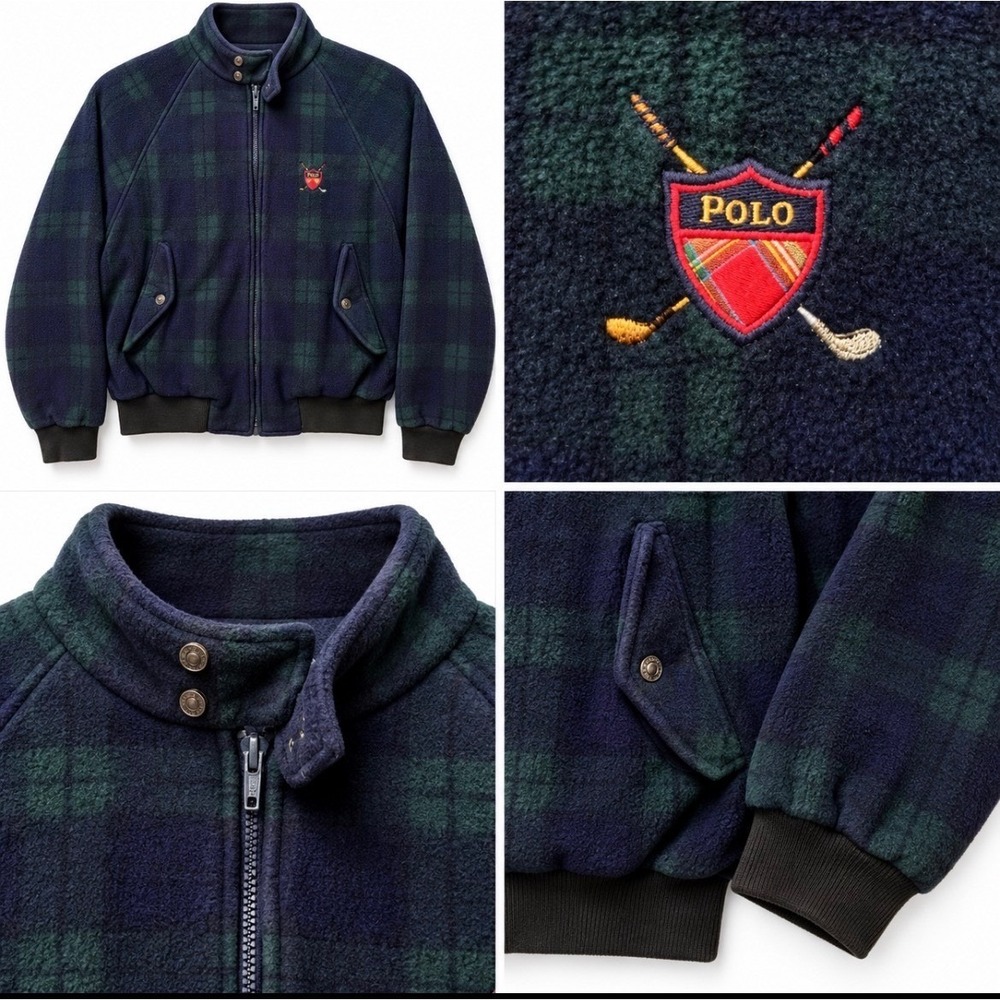 VTG 90s Polo Ralph Lauren Golf Crest Bomber Jacket Mens XL Made USA Blackwatch